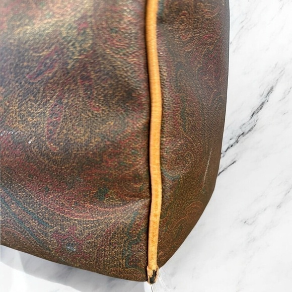 ETRO 1992 Vintage Boston Bag Paisley PVC Leather Duffle with Strap Lock and Key - Picture 8 of 16